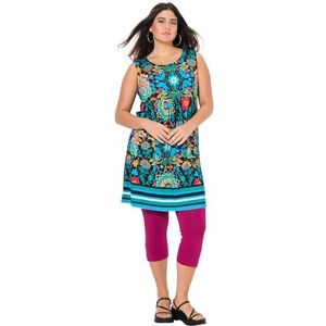 Ulla Popken damer stora storlekar överdimensionerade plus size jersey miniklänning, blommor, A-linje, rund hals, ärmlös, Mintgrön, 46-48 Ulla Popken damer stora storlekar överdimensionerade plus size jersey miniklänning, blommor, A-linje, rund hals, ärmlös, Mintgrön, 46-48