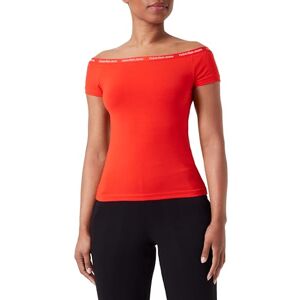 Calvin Jeans dam logotyp elastisk Bardot topp annat stickat, Eldig röd, XS Calvin Jeans dam logotyp elastisk Bardot topp annat stickat, Eldig röd, XS