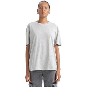 DeFacto dam-t-shirt – klassisk basic oversize skjorta för kvinnor – bekväm t-shirt för kvinnor, Grå melange, XS DeFacto dam-t-shirt – klassisk basic oversize skjorta för kvinnor – bekväm t-shirt för kvinnor, Grå melange, XS