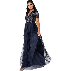 Maya Deluxe Långärmad klänning med V-ringning och korta ärmar för kvinnor, imperial midja, bal, brudtärna, bröllop, Marin, 52 Maya Deluxe Långärmad klänning med V-ringning och korta ärmar för kvinnor, imperial midja, bal, brudtärna, bröllop, Marin, 52