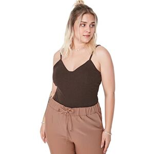 Trendyol Dam dam smal älskling stickad plusstorlek bodysuit skjorta, mörkbrun, 3XL, Mörkbrunt, 3XL Trendyol Dam dam smal älskling stickad plusstorlek bodysuit skjorta, mörkbrun, 3XL, Mörkbrunt, 3XL