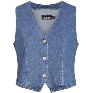 PIECES PCSKY väst, Mellanblå denim, S PIECES PCSKY väst, Mellanblå denim, S