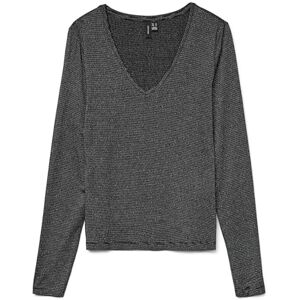 VERO MODA Vmlava Glitter Ls V-hals topp randig Ga, svart, L VERO MODA Vmlava Glitter Ls V-hals topp randig Ga, svart, L