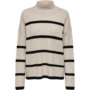 ONLY Onlanna Ls High Neck Stripe Cs KNT tröja tröja, Whitecap grå/detalj: melange W svarta ränder, M ONLY Onlanna Ls High Neck Stripe Cs KNT tröja tröja, Whitecap grå/detalj: melange W svarta ränder, M