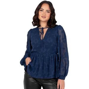 Lovedrobe Dam blommig topp damer blus lång ballong ärm V-ringning peplum chiffong slips framsida smart vardaglig kontorskläder, marinblå, 46 Lovedrobe Dam blommig topp damer blus lång ballong ärm V-ringning peplum chiffong slips framsida smart vardaglig kontorskläder, marinblå, 46