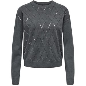 ONLY Onlhalifax Ls Sequins O-Neck KNT, Mörkgrå melange, M ONLY Onlhalifax Ls Sequins O-Neck KNT, Mörkgrå melange, M