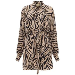 Swing Fashion svart kimono-klänning med ljusbeige tryck bari Storlek XS/S Elegant klänning med bälte, Beige, XS Swing Fashion svart kimono-klänning med ljusbeige tryck bari Storlek XS/S Elegant klänning med bälte, Beige, XS