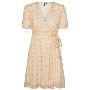 VERO MODA dam Vmsmilla Short V-hals Wrap Dress WVN Ga klänning, Snövit/kopp: mari, S VERO MODA dam Vmsmilla Short V-hals Wrap Dress WVN Ga klänning, Snövit/kopp: mari, S
