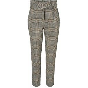 VERO MODA Damer VMEVA HR Loose Paperbag LIV Pant NOOS, byxor, Tobak brun/Check: svart/vit/grön, XS/32 VERO MODA Damer VMEVA HR Loose Paperbag LIV Pant NOOS, byxor, Tobak brun/Check: svart/vit/grön, XS/32