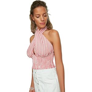 Trendyol Damblus med tvärlänkad ädelsten blus, röd, 34 Trendyol Damblus med tvärlänkad ädelsten blus, röd, 34