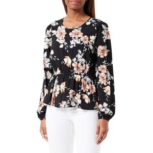 ONLY Onlnova Life L/S Peplum Top AOP Ptm blus för kvinnor, Black/Aop: ay New Rosie blomma, L ONLY Onlnova Life L/S Peplum Top AOP Ptm blus för kvinnor, Black/Aop: ay New Rosie blomma, L