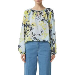 Comma halvtransparent chiffongblus med rosettdetalj, blå, 46 Comma halvtransparent chiffongblus med rosettdetalj, blå, 46