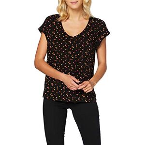 TOM TAILOR Denim Damer Mönstrad kortärmad tunika blus 1020980, 24230 Black Red Flower Print, XS TOM TAILOR Denim Damer Mönstrad kortärmad tunika blus 1020980, 24230 Black Red Flower Print, XS