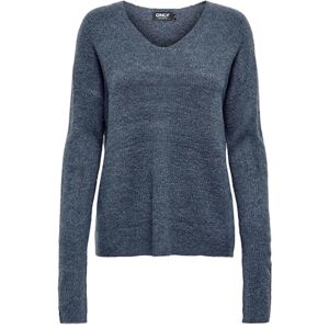 ONLY Onlcamilla V-hals L/S tröja KNT Noos, Vintage Indigo, L ONLY Onlcamilla V-hals L/S tröja KNT Noos, Vintage Indigo, L