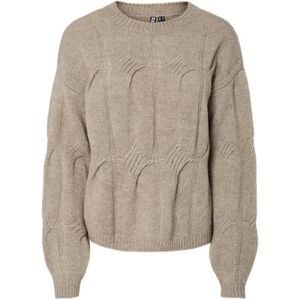 PIECES Pcjenna Ls O-Neck Cable Knit Noos Bc, Greige, S PIECES Pcjenna Ls O-Neck Cable Knit Noos Bc, Greige, S