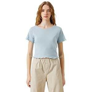 Koton Kvinnor bomull kortärmad crew neck crop t-shirt, Blå (637), S Koton Kvinnor bomull kortärmad crew neck crop t-shirt, Blå (637), S