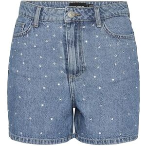 PIECES PCSKY HW Strass shorts, Medium blå denim/detalj: strass, XS PIECES PCSKY HW Strass shorts, Medium blå denim/detalj: strass, XS