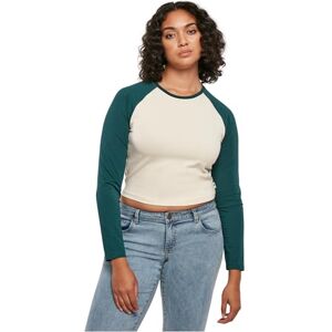 Urban Classics Kvinna T-Shirt Ladies Organic Cropped Retro Baseball Longsleeve, Whitesand/Jasper, XXL Urban Classics Kvinna T-Shirt Ladies Organic Cropped Retro Baseball Longsleeve, Whitesand/Jasper, XXL