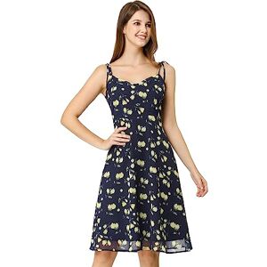 Allegra K Dam sommar spagettirem aline klänning smockad blommig solklänning, BLÅ, 34 Allegra K Dam sommar spagettirem aline klänning smockad blommig solklänning, BLÅ, 34