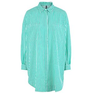 PIECES Dam PCFILLU LS oversized skjorta D2D blus, ljus vit/ränder: enkel grön, S PIECES Dam PCFILLU LS oversized skjorta D2D blus, ljus vit/ränder: enkel grön, S