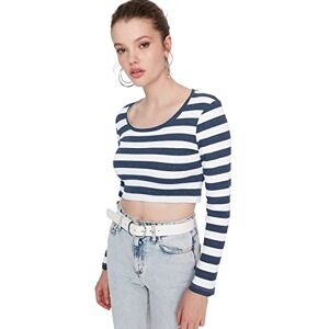 Trendyol Dam dam ung smal bodycon rund hals stickad blus skjorta, vit, M, Vitt, M Trendyol Dam dam ung smal bodycon rund hals stickad blus skjorta, vit, M, Vitt, M