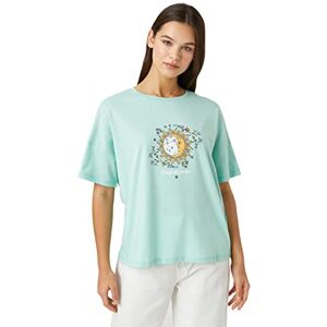 Koton Kortärmad T-shirt tryckt besättningshals, Grün (786), XS för damer, 786 cm, XS Koton Kortärmad T-shirt tryckt besättningshals, Grün (786), XS för damer, 786 cm, XS