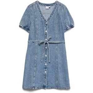 VERO MODA Vmjanet Ss V-hals kort denim klänning Noos, Ljusblå denim, S VERO MODA Vmjanet Ss V-hals kort denim klänning Noos, Ljusblå denim, S