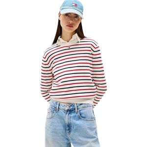 Tommy Jeans Dam TJW Essential Crew tröja EXT DW0DW20159 pullover tröja, vit (vit/röd/marinblå randig), XL, Vit (vit/röd/marinblå randig), XL Tommy Jeans Dam TJW Essential Crew tröja EXT DW0DW20159 pullover tröja, vit (vit/röd/marinblå randig), XL, Vit (vit/röd/marinblå randig), XL