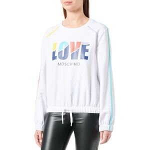 Love Moschino Långärmad damtröja, normal passform, tröja, optisk vit, 42, Optisk vit Love Moschino Långärmad damtröja, normal passform, tröja, optisk vit, 42, Optisk vit