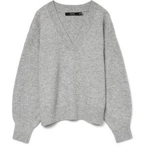 VERO MODA Vmboom Ls V-hals tröja Noos, Ljusgrå melange, XS VERO MODA Vmboom Ls V-hals tröja Noos, Ljusgrå melange, XS