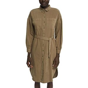ESPRIT Skjortblusklänning med bälte, Dark Khaki, 32 SE ESPRIT Skjortblusklänning med bälte, Dark Khaki, 32 SE