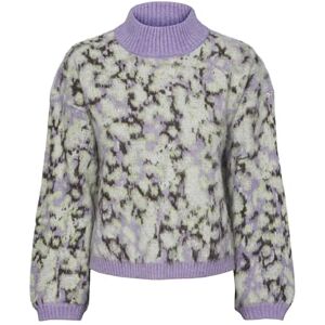 PIECES Bestseller A/S Dam Pcjoella Ls High Neck Knit Bc Tröja, Mole/mönster: liberty+violettulip+cdan+paga, S PIECES Bestseller A/S Dam Pcjoella Ls High Neck Knit Bc Tröja, Mole/mönster: liberty+violettulip+cdan+paga, S