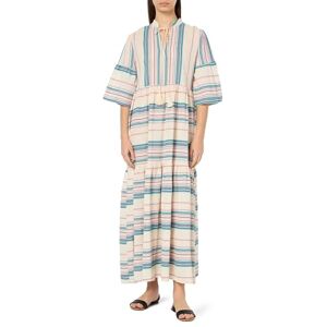 ZITHA dam randig klänning maxi klänning, Rosa turkos ull vit, S ZITHA dam randig klänning maxi klänning, Rosa turkos ull vit, S