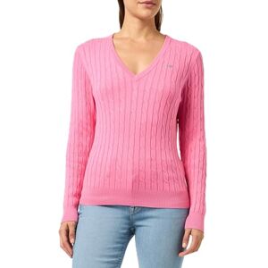 GANT Stretch bomull kabel V-hals, Godis rosa, XXL GANT Stretch bomull kabel V-hals, Godis rosa, XXL