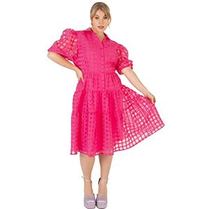 Lovedrobe Damer dam midi sommarklänning med knappar puffad kortärmad krage A-linje mesh organza för sommarfest kontor storlek 16 rosa, Rosa, 42 SE Lovedrobe Damer dam midi sommarklänning med knappar puffad kortärmad krage A-linje mesh organza för sommarfest kontor storlek 16 rosa, Rosa, 42 SE