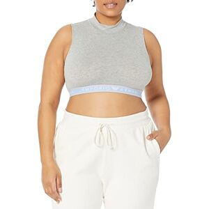 Giorgio Armani Underkläder för kvinnor ikon logo band crop top t-shirt, ljusgrå melange, M, Ljusgrå melange, M Giorgio Armani Underkläder för kvinnor ikon logo band crop top t-shirt, ljusgrå melange, M, Ljusgrå melange, M