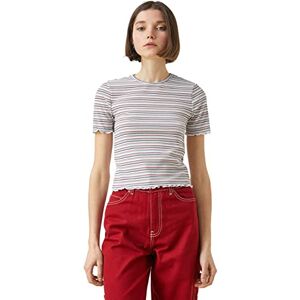 Koton Dam crop T-shirt kortärmad, Ecru Stripe (18 V), M Koton Dam crop T-shirt kortärmad, Ecru Stripe (18 V), M