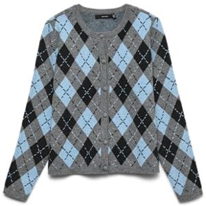 VERO MODA Vmgiorgia Ls O-hals cardigan Ga, Medium grå melerad, S VERO MODA Vmgiorgia Ls O-hals cardigan Ga, Medium grå melerad, S