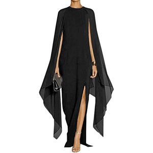 MAYFASEY Eleganta högdelade utsvängda ärmar formella aftonklänningar maxiklänning med cape, Svart 2, L MAYFASEY Eleganta högdelade utsvängda ärmar formella aftonklänningar maxiklänning med cape, Svart 2, L