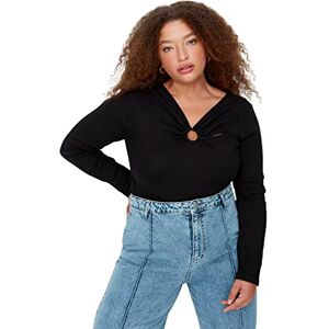 Trendyol damer raka långa ärmar midja blus i plus storlek, svart, XL Trendyol damer raka långa ärmar midja blus i plus storlek, svart, XL