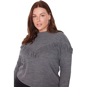 Trendyol kvinnor plus size vanlig dubbelbröstad v-ringad stickad plus size jumper, Antracit, XL Trendyol kvinnor plus size vanlig dubbelbröstad v-ringad stickad plus size jumper, Antracit, XL