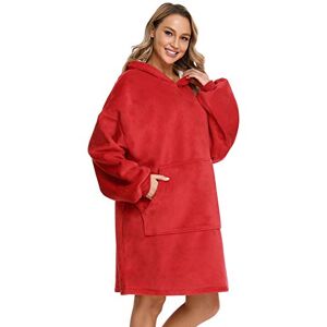 Sykooria överdimensionerad fleece unisex huvtröja supermjuk och varm huvtröja för dam herr, Färg: röd, M Sykooria överdimensionerad fleece unisex huvtröja supermjuk och varm huvtröja för dam herr, Färg: röd, M
