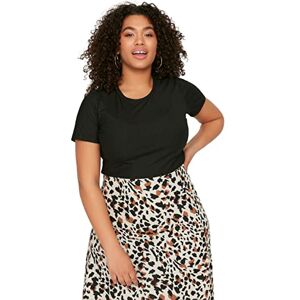 Trendyol Dam dam smal standard rundhalsad stickad plusstorlek T-shirt, svart, XL, Svart, XL Trendyol Dam dam smal standard rundhalsad stickad plusstorlek T-shirt, svart, XL, Svart, XL