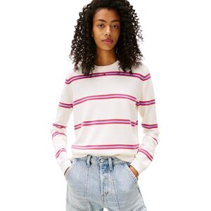 Tommy Jeans TJW Essential Crew damtröja EXT DW0DW20159, vit, XL, Vit (antik vit/randig), XL Tommy Jeans TJW Essential Crew damtröja EXT DW0DW20159, vit, XL, Vit (antik vit/randig), XL