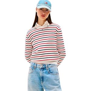 Tommy Jeans Dam TJW Essential Crew tröja EXT DW0DW20159 pullover tröja, vit (vit/röd/marinblå randig), 6XL, Vit (vit/röd/marinblå randig), 6XL stor Tommy Jeans Dam TJW Essential Crew tröja EXT DW0DW20159 pullover tröja, vit (vit/röd/marinblå randig), 6XL, Vit (vit/röd/marinblå randig), 6XL stor