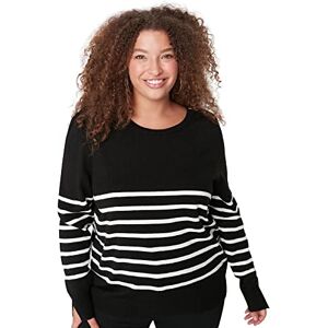 Trendyol Dam avslappnad passform basic rund hals stickade kläder plus size jumper sweatshirt, Svart, XXL Trendyol Dam avslappnad passform basic rund hals stickade kläder plus size jumper sweatshirt, Svart, XXL