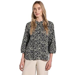 Street One Tryckt blus med volanger, svart, 34 Street One Tryckt blus med volanger, svart, 34