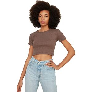 Trendyol Dam anpassad standard rund hals vävd blus, Brun, XL Trendyol Dam anpassad standard rund hals vävd blus, Brun, XL