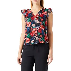 ONLY Damer Onlgabriella Fr S/S Frill Top Ptm T-shirt, Svart/Aop: tropisk, M ONLY Damer Onlgabriella Fr S/S Frill Top Ptm T-shirt, Svart/Aop: tropisk, M