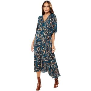 Liquorish Dam klotter tryck maxi wrap klänning med kimono-ärmar i mörkgrönt bröllop, gRÖN, 34 SE Liquorish Dam klotter tryck maxi wrap klänning med kimono-ärmar i mörkgrönt bröllop, gRÖN, 34 SE